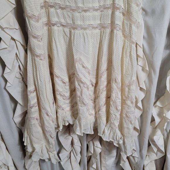 Intimately Free People Ivory Polka Dot Lace Voile Trapeze Casual Dress Small - Picture 6 of 10